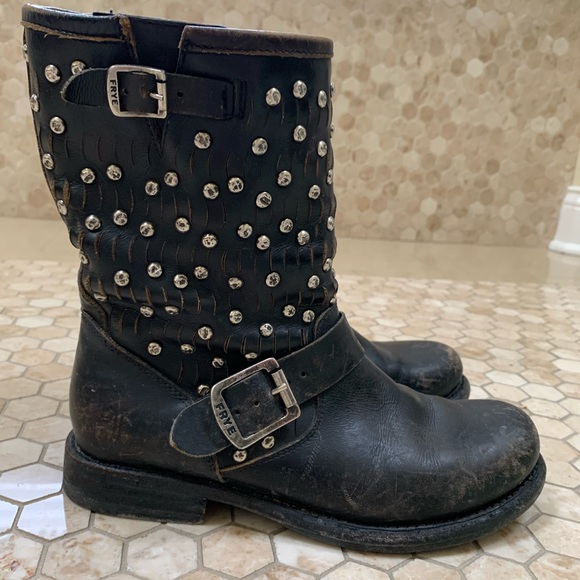 Frye Jenna stud Moto Biker boots - Picture 2 of 15